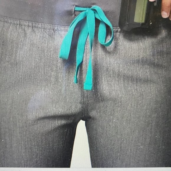 FIGS Technical Collection Scrub Pants Graphite Gray Teal Drawstring Size Medium - Picture 16 of 16